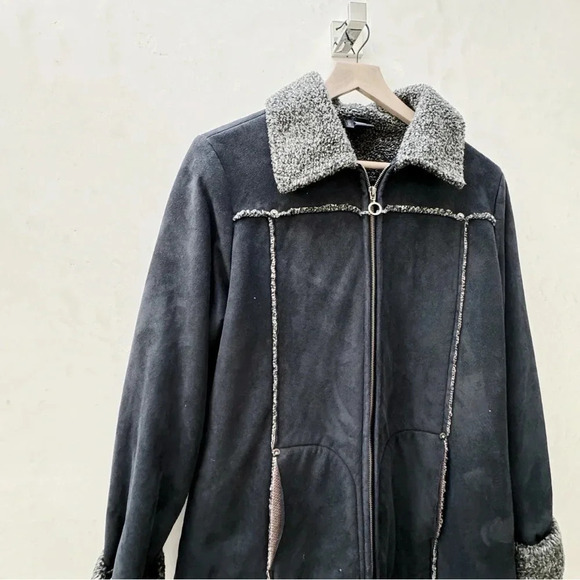 Kenzie || Vegan Micro Suede Fleece Black y2k Style Jacket Black Sz 8 - Picture 5 of 11